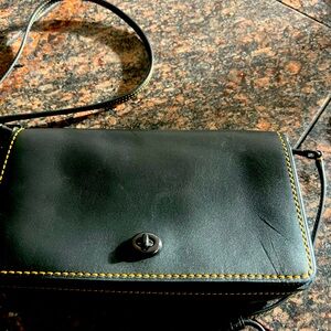 Coach black leather cross body
